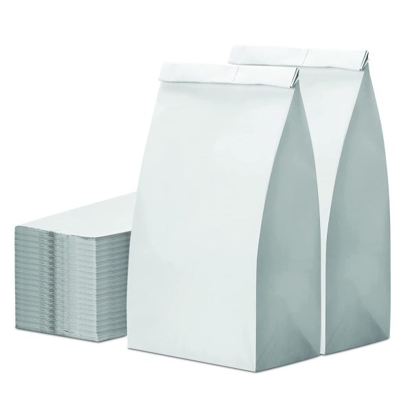 Glownary - White Paper Bags for Lunch, Craft, or Takeout. (2 LB, 500 Count - White)