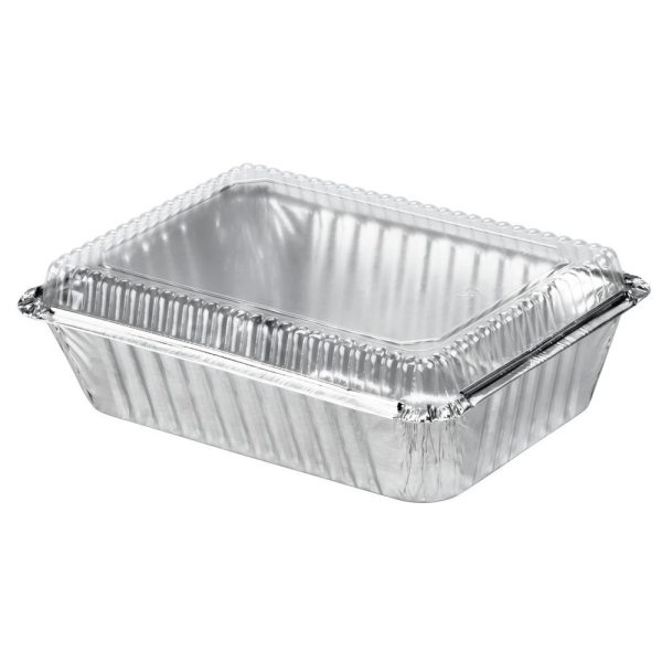 2-1/4 Lb Oblong Aluminum Pan with Transparent Dome Lid 500/cs