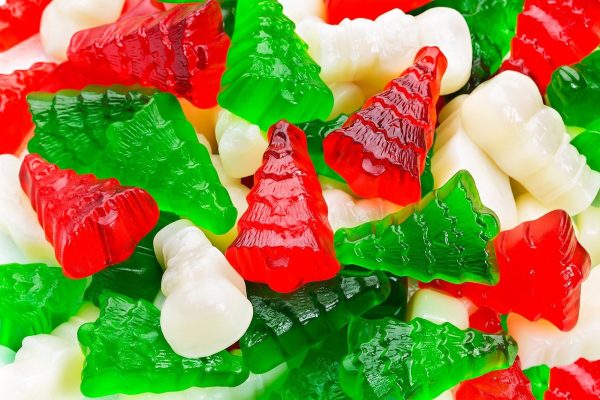 Albanese Christmas Gummi Snowmen & Trees - Red, Green & White - 5 Lbs