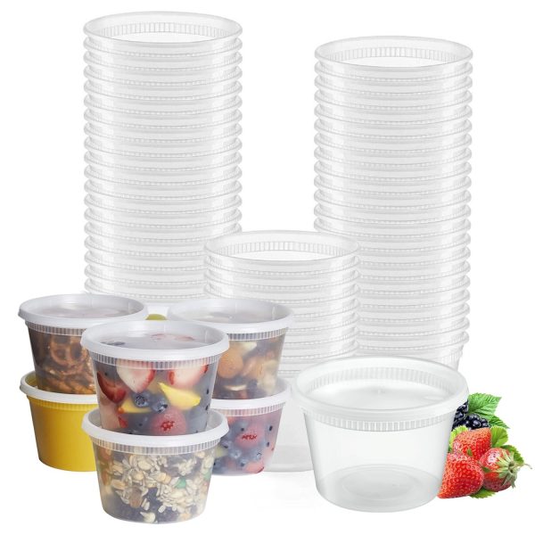 Glownary [Case of 240 ] Plastic Deli Food Storage Containers with Airtight Lids (16 oz 240-Sets)