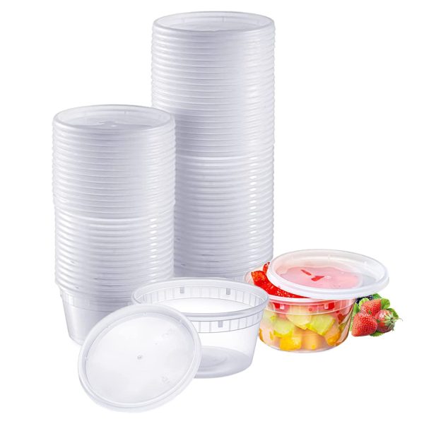 Glownary [Case of 240 ] Plastic Deli Food Storage Containers with Airtight Lids (12 oz 240-Sets)