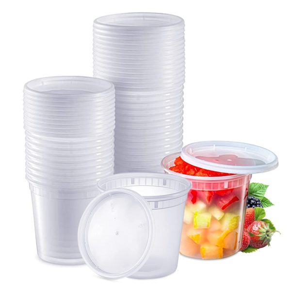 Glownary Plastic Deli Food Storage Containers with Airtight Lids (24 oz. -30 Sets)