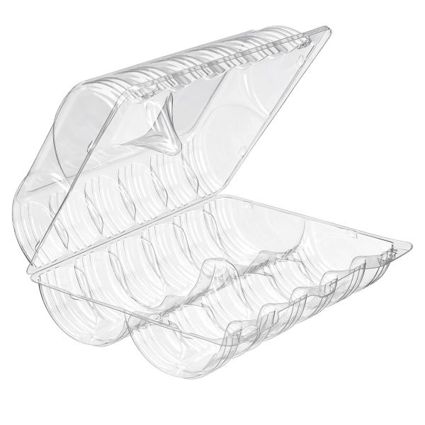 Glownary Inline Plastics SLP112A Essentials SureLock Cookie Donut Container, 12 Compartment, RPET Clear, Rectangle, 174/Case