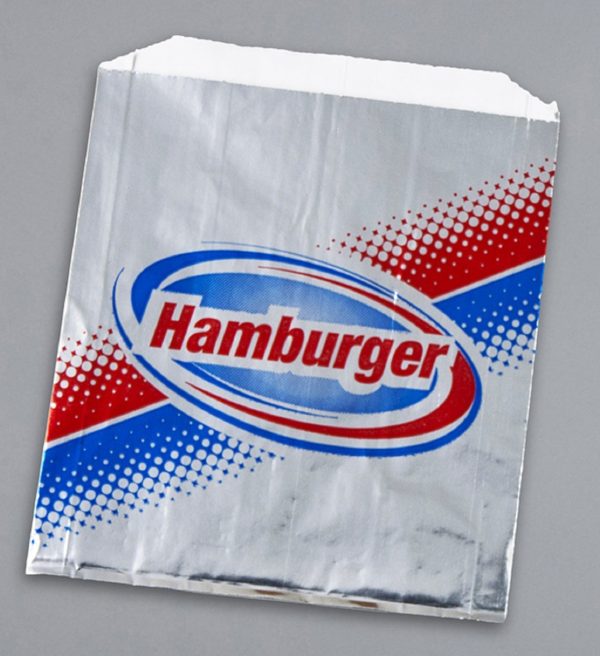 Brown Paper Goods Hamburger Foil Bag Silver, 6" Length x 0.75" Width x 6.5" Depth | 1000/Case