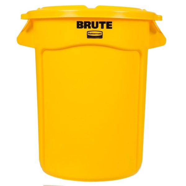 TableTop King Brute 32 Gallon Yellow Trash Can and Lid