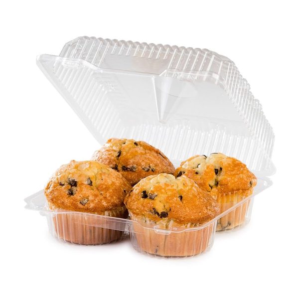 4 Count Large Plastic Cupcake/Muffin Container - 250 per case LBH8604 DFI